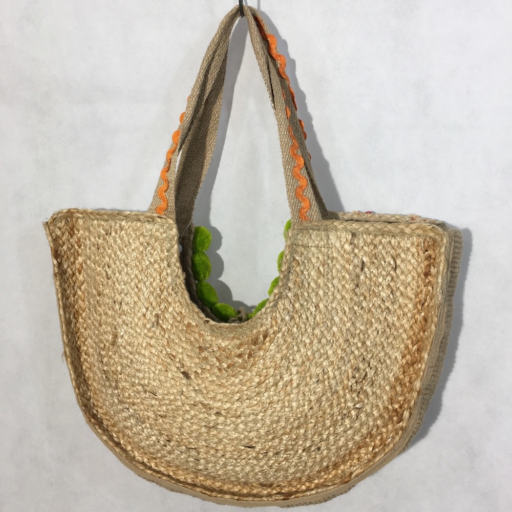 America and Beyond embroidered rattan straw tote - Picture 4 of 8
